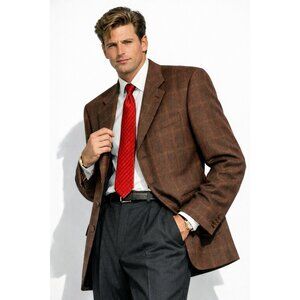 vintage 90s SAMUELSOHN jacket blazer sport coat plaid wool cashmere italy 42R